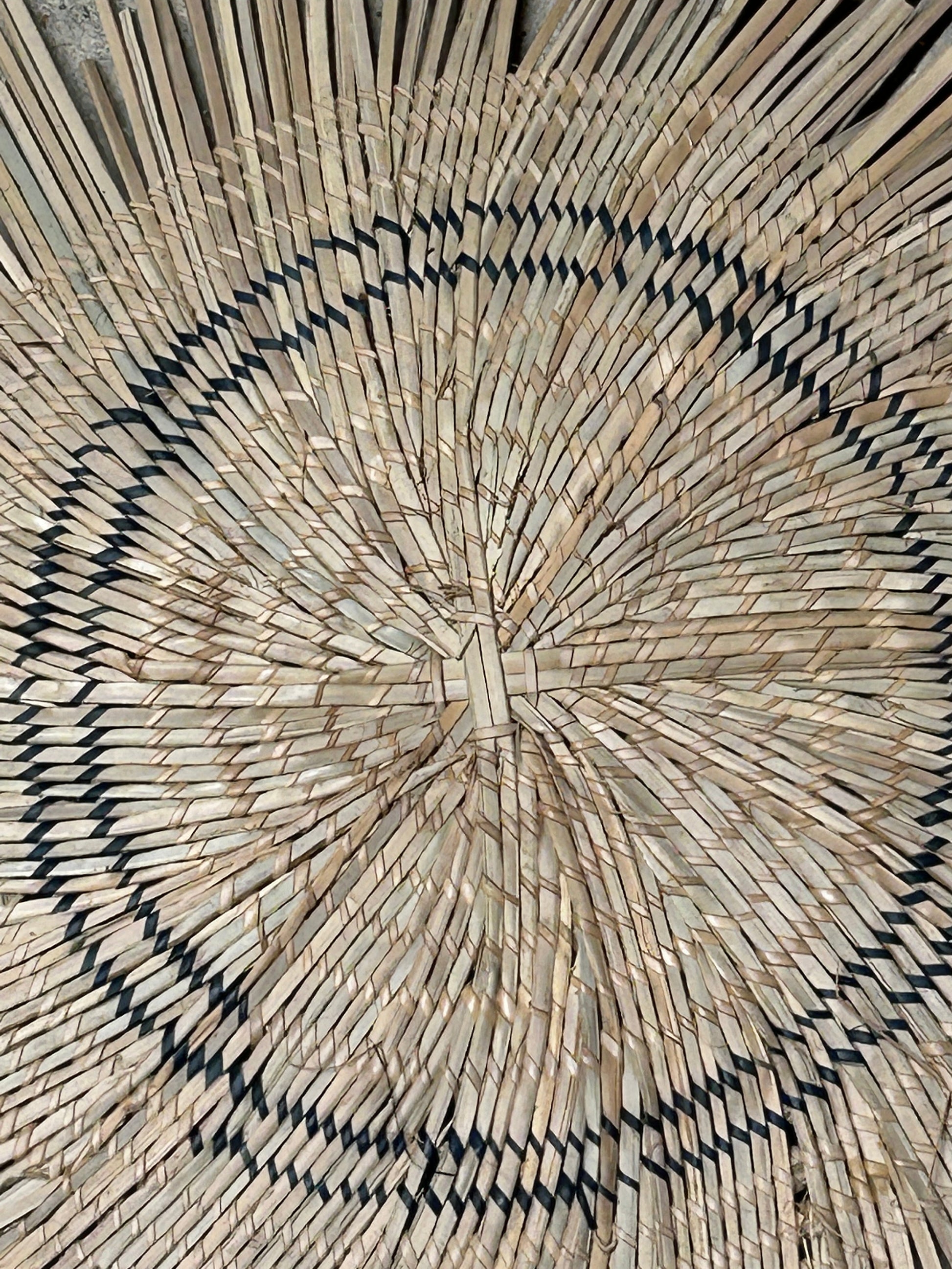Malawi Sun Wall Basket by Botanical Boys, 45cm blue-lined woven basket with decorative patterns for wall decor.