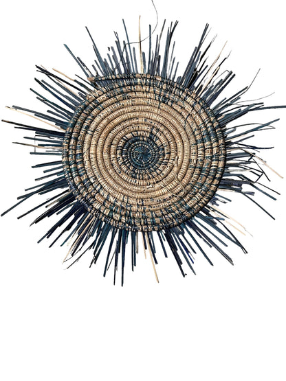 Blue Malawi Sun Wall Basket by Botanical Boys, 55cm, featuring woven design and decorative basket for wall decor.