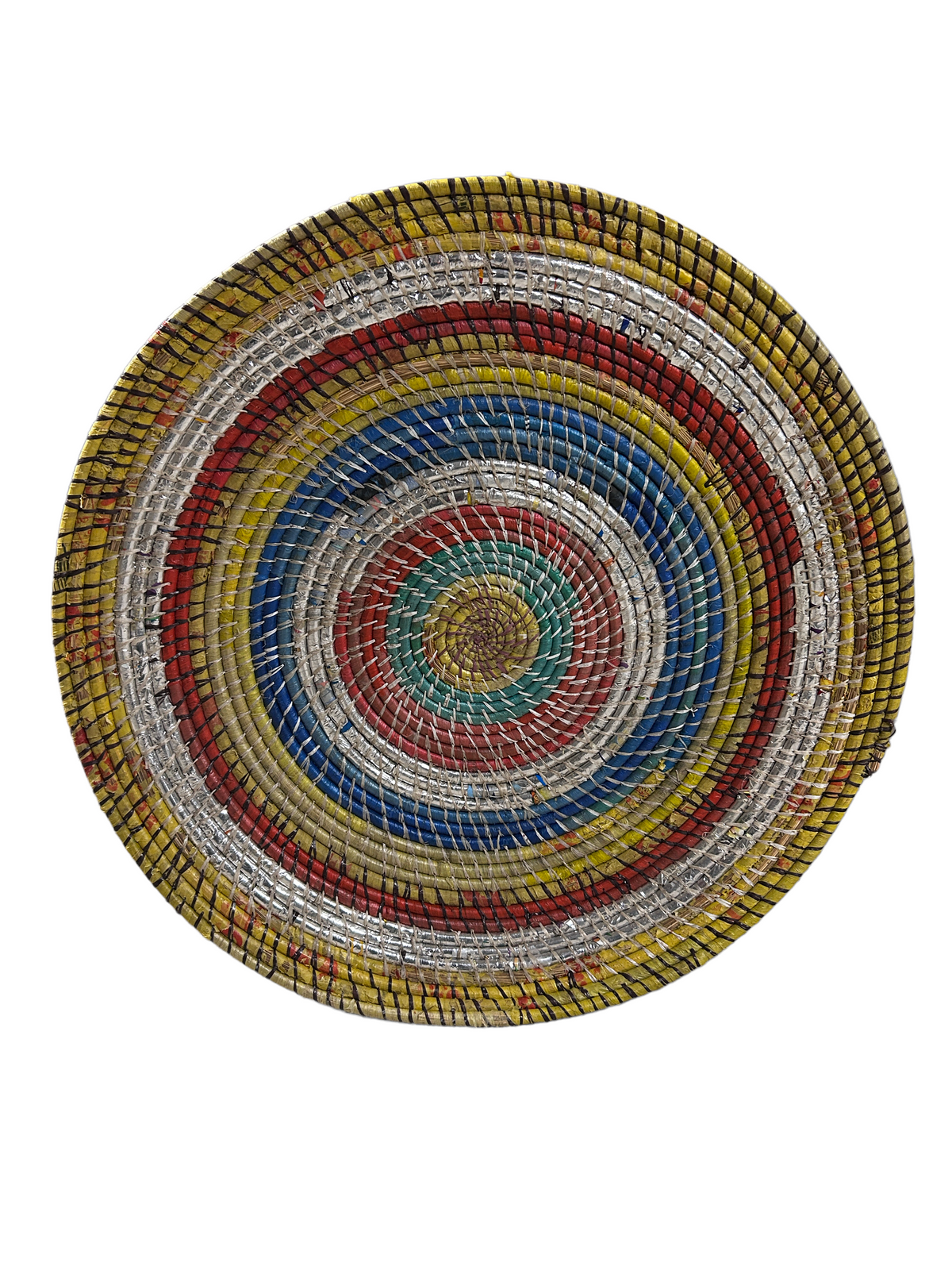 Zambian Botanical Boys wall basket made of woven natural fibers, showcasing traditional craftsmanship and intricate design.
