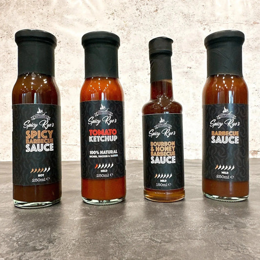 Spicy Ryes Thrill of the Grill Gift Set featuring assorted grilling spices and tools for outdoor barbecue enthusiasts.