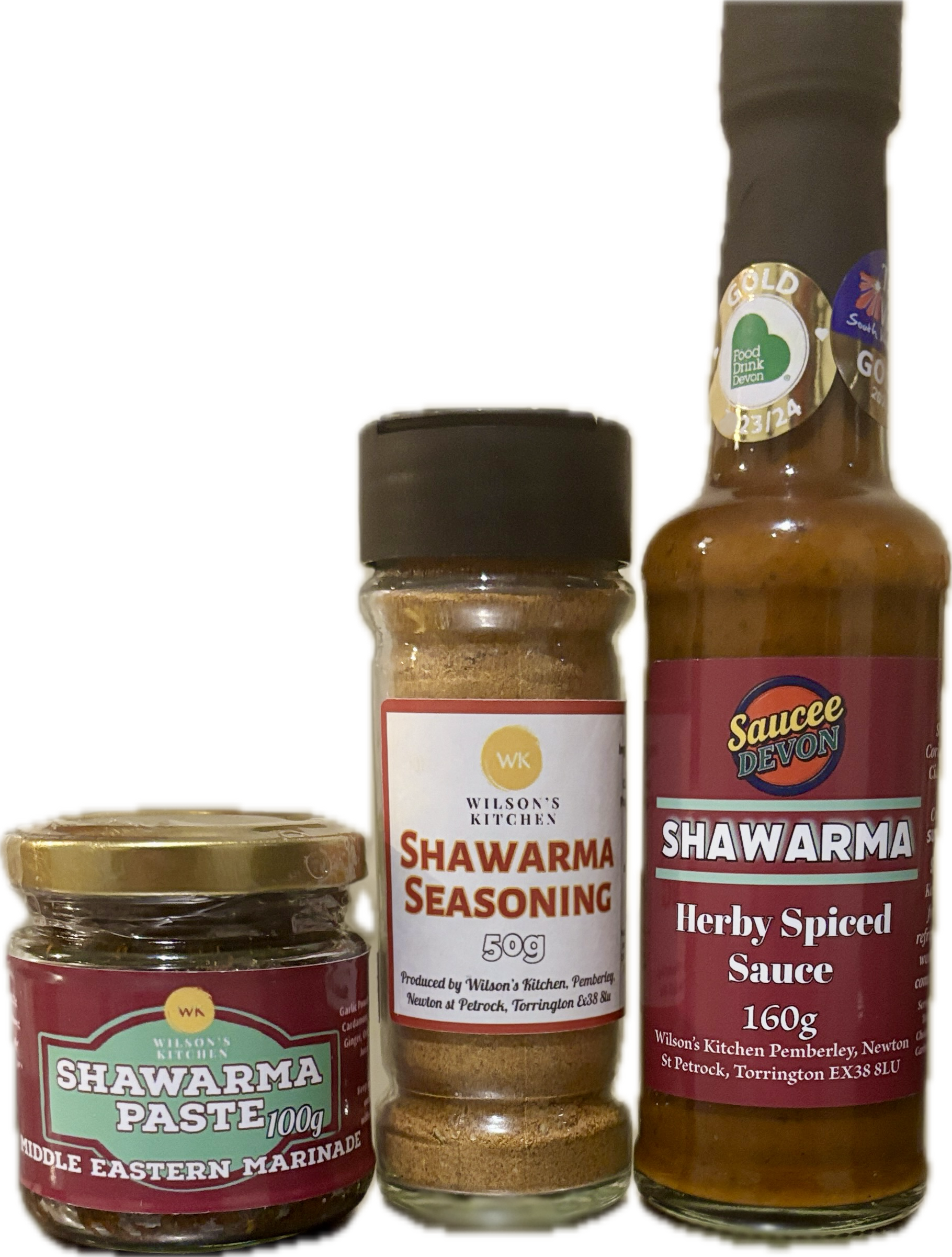 Wilson’s Kitchen Shawarma collection bundle featuring assorted spices and ingredients for authentic shawarma preparation.
