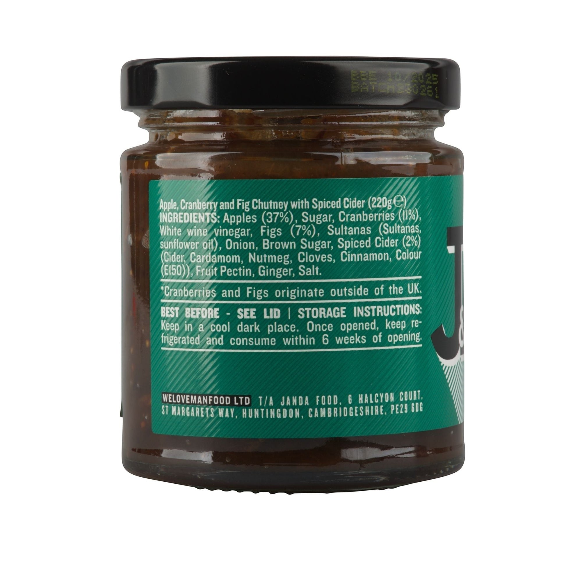 Janda Food Boxing Day Chutney label with colorful design and product name on a jar label.