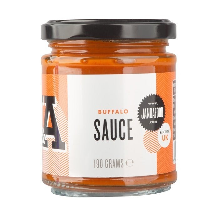 Janda Food Chilli Lover's Trio gift box featuring jars of spicy buffalo sauce and chili condiments.