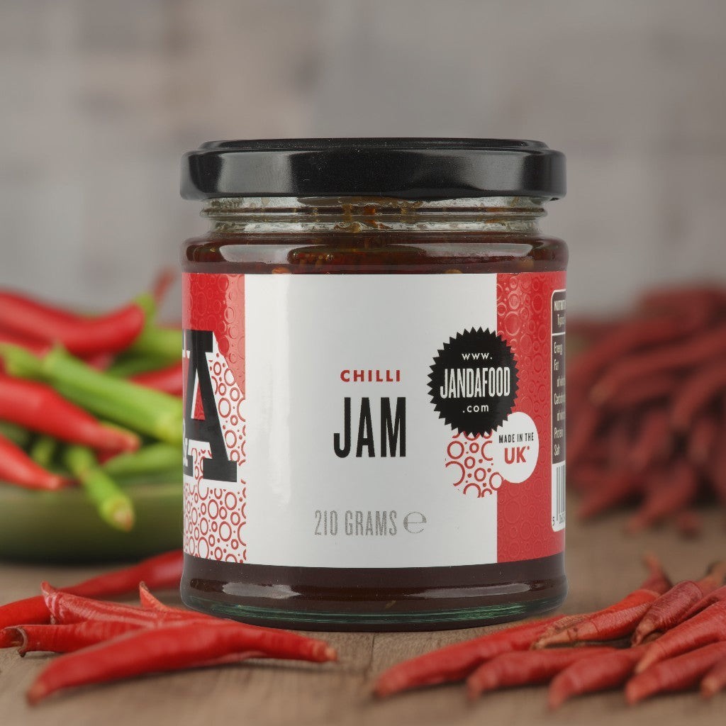 Janda Food Chilli Lover's Trio gift box featuring three jars of spicy chilli jams in a decorative gift set.