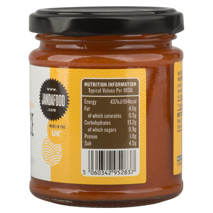 Janda Hot Chilli Sauce 190g bottle with red jalapeno and habanero chili label, showcasing vibrant red and orange chili peppers.