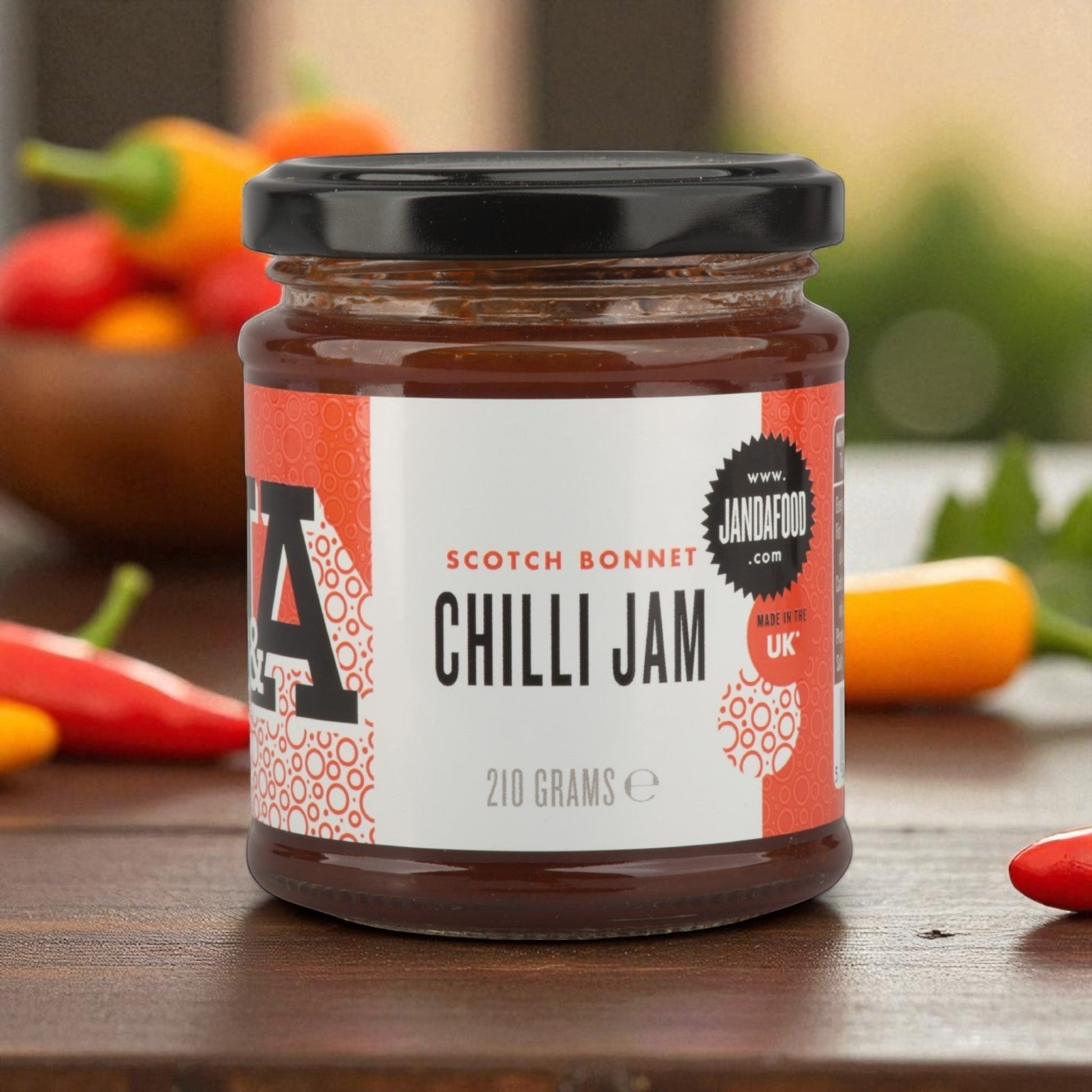 Janda Traffic Chilli Jam Gift Box featuring three fiery Scotch bonnet chilli jams and relishes in a decorative gift box.