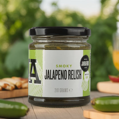 Janda Traffic Chilli Jam Gift Box with three fiery chilli jams and relishes, featuring smoky jalapeno relish in glass jars.