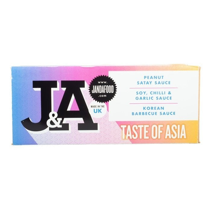 Janda Taste of Asia gift box with assorted Asian snacks and treats in a decorative packaging.