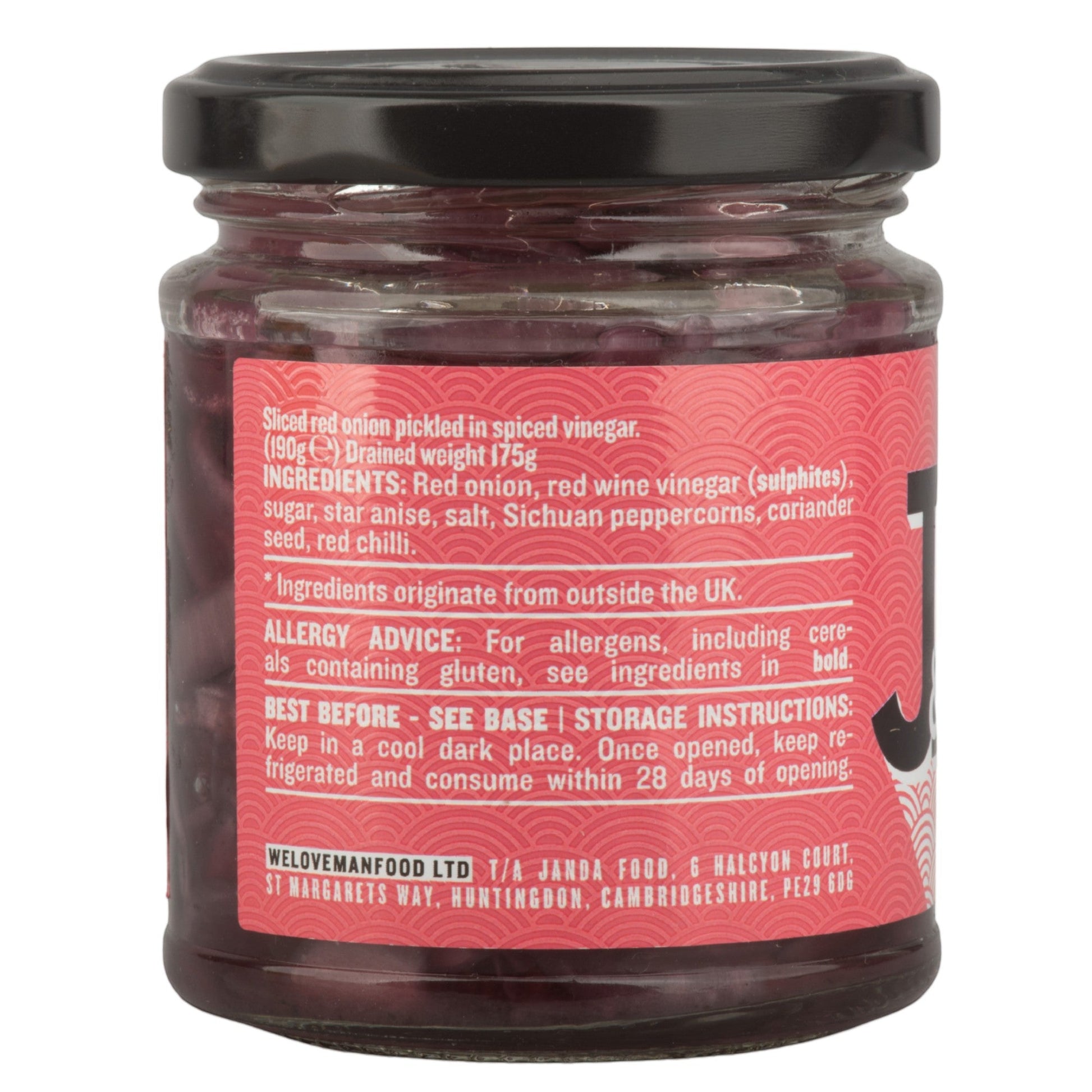 Janda Vietnamese Pickled Onions in red wine vinegar, sliced red onions in a jar, ideal for Banh Mi sandwiches.