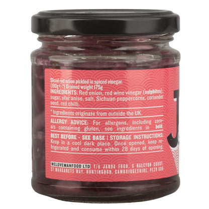 Janda Vietnamese Pickled Onions in red wine vinegar, sliced red onions in a jar, ideal for Banh Mi sandwiches.