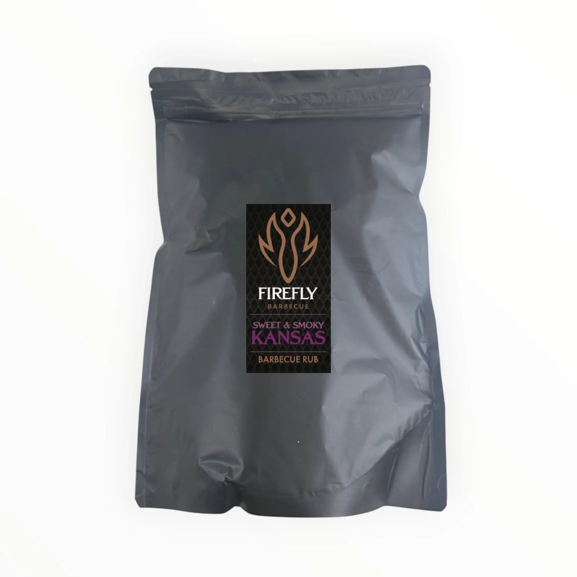 FireFly Barbecue Kansas Sweet & Smoky BBQ Rub in 1kg container, featuring a blend of sweet and smoky spices for grilling.