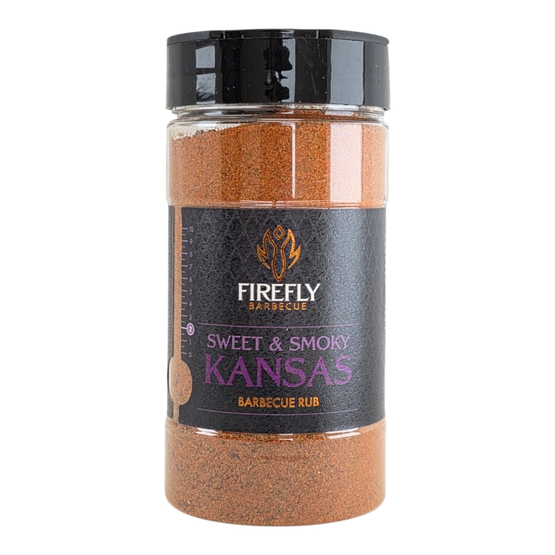 FireFly Barbecue Kansas Sweet & Smoky BBQ Rub jar showing label with product name and branding.