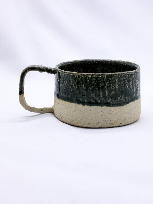 Large handmade ceramic mug by Ribera Handmade Ceramics, bluverde grande milled stoneware with a textured finish.