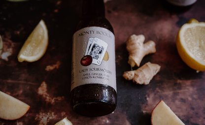 Lady Sourmouth, Apple, Ginger & Lemon Unfiltered, Raw Kombucha 330ml (12 Pack)