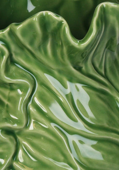 Large vintage-inspired Cabbageware vase by Casa by Josephine Jenno, featuring a textured, leafy design and classic shape.