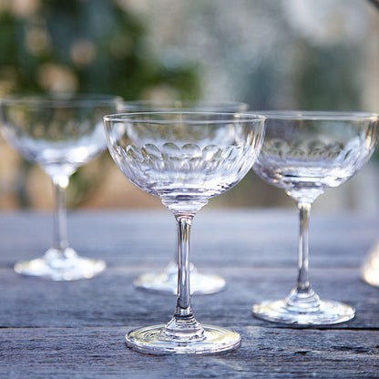 Crystal Champagne Saucers with Lens Design