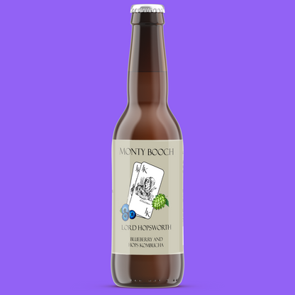 Lord Hopsworth Hopped Blueberry Kombucha - 12 Pack (330ml Bottles) - Probiotic Drink