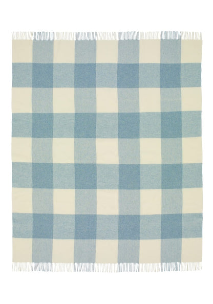 Lucy's  Sky Blue Checker Merino Throw Blanket