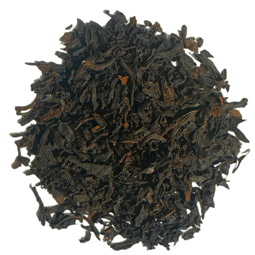 Porter Hill Tea Company's Lumbini Ceylon Orange Pekoe black tea in transparent packaging with dried tea leaves visible.