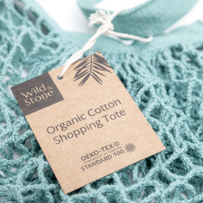 Organic Cotton Blue Crochet Tote Bag