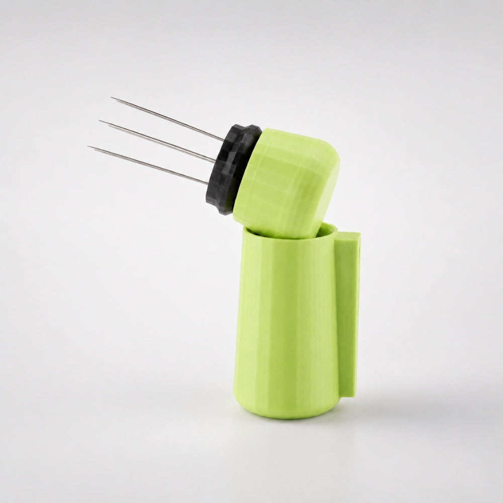 KNOCDIC® magnetic WDT tool with apple green handle and magnetic holder for precise watch repair and movement testing.