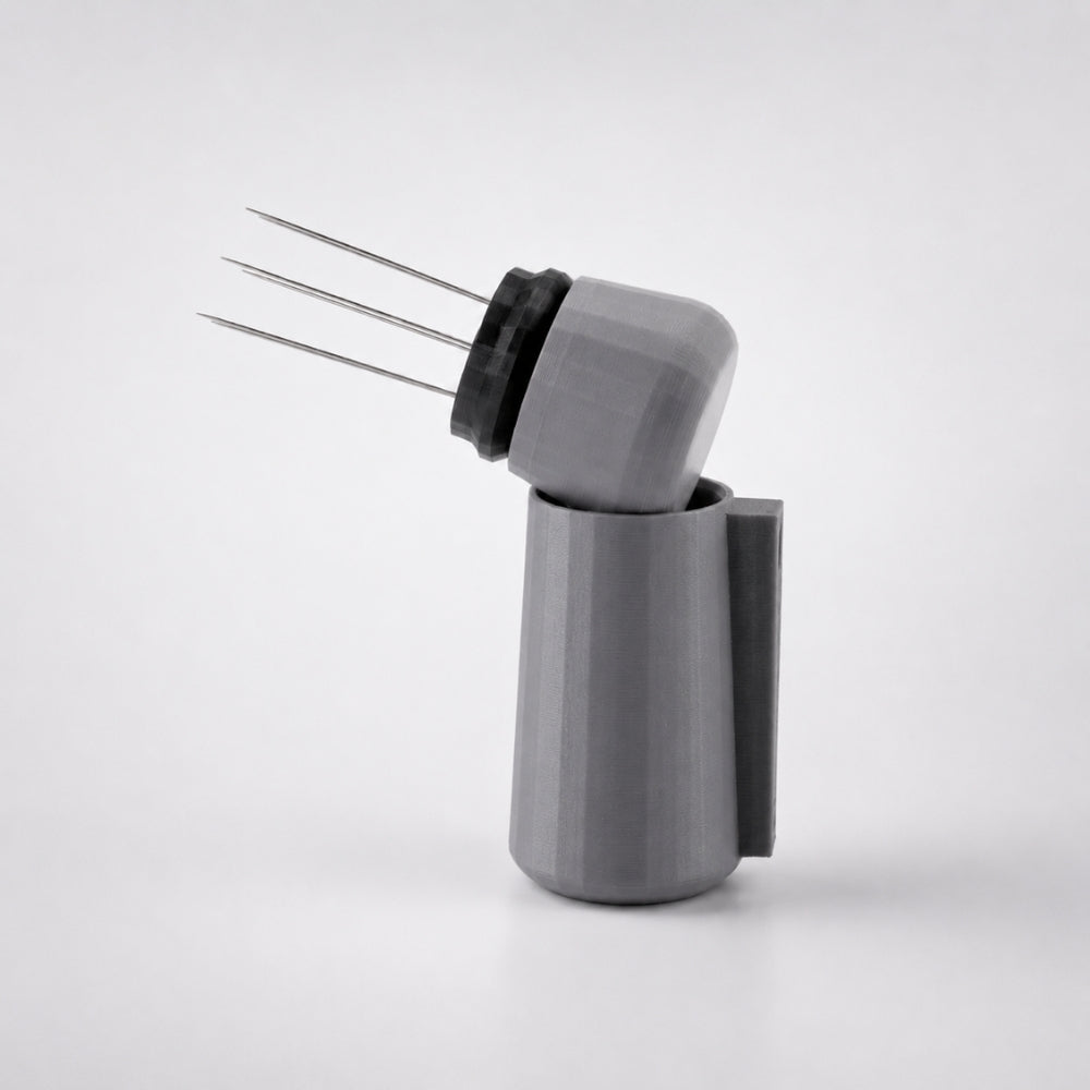 KNOCDIC® magnetic WDT tool with ash grey handle and magnetic holder for precise watch repair and testing.