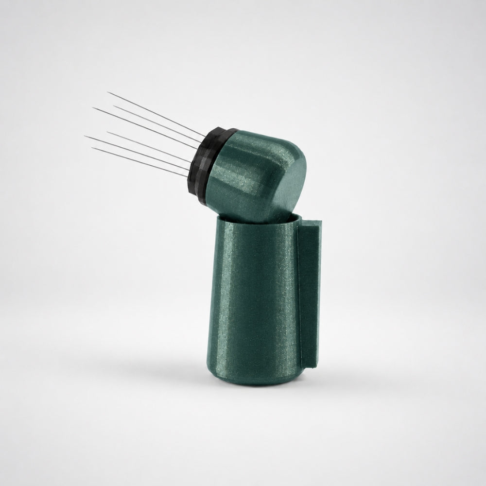 KNOCDIC® magnetic WDT tool in galaxy green with magnetic holder, used for resin filling and detailed repairs.