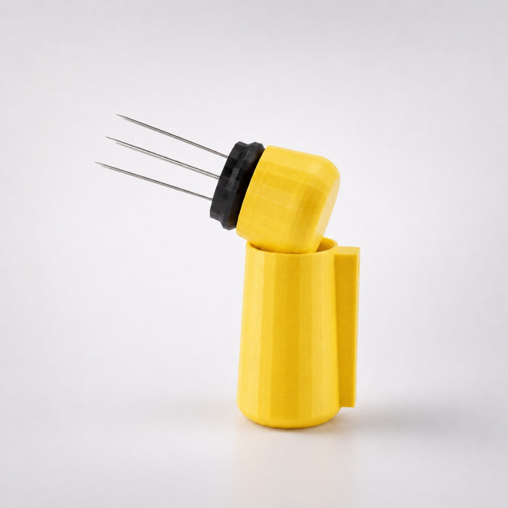 KNOCDIC® magnetic WDT tool in yellow with magnetic holder for precise repair and testing of electronic devices.