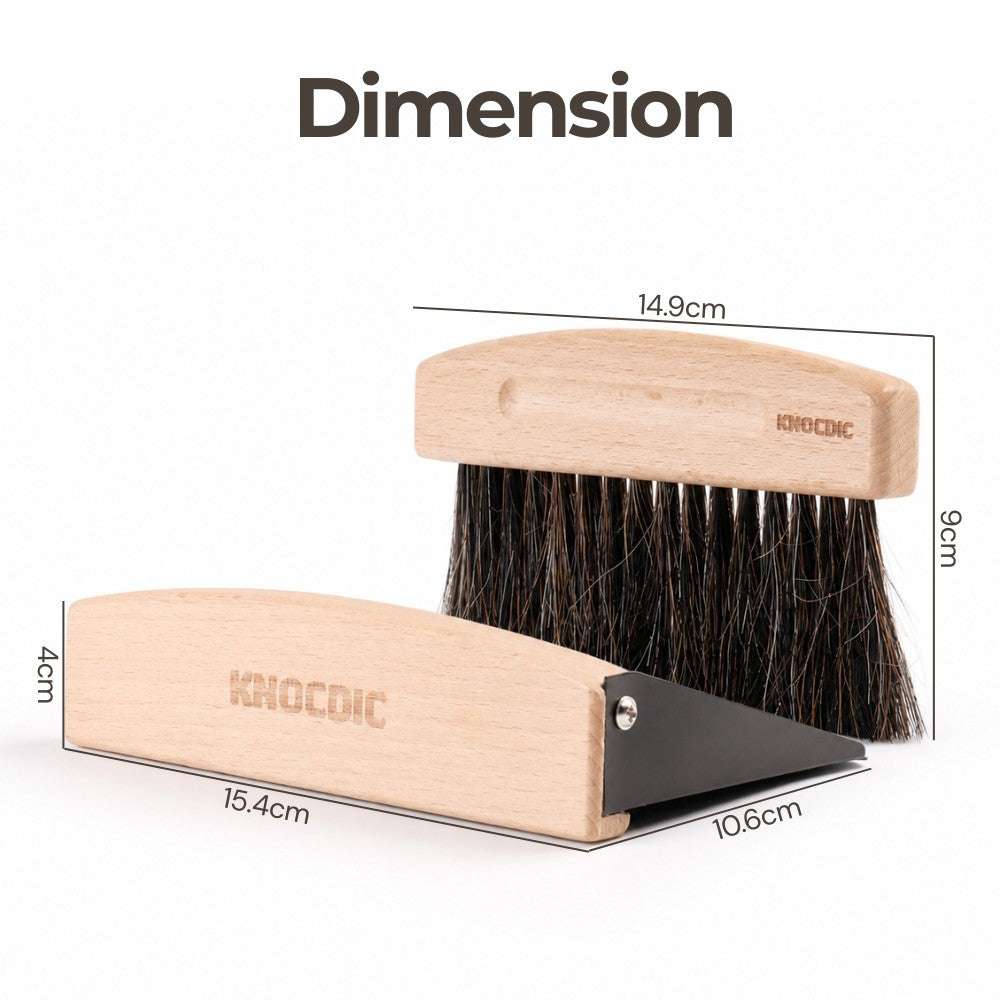 KNOCDIC® magnetic dustpan and horsehair brush set for easy cleaning and dust collection.