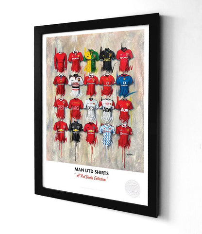 Limited edition Man United 2022 A3 framed print by Terry Kneeshaw Art featuring Manchester United football club artwork.