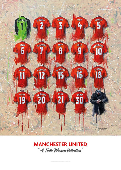 Limited edition Luton Town A2 print by Terry Kneeshaw Art featuring Hatters shirt wall art, signed and ideal for football fans.