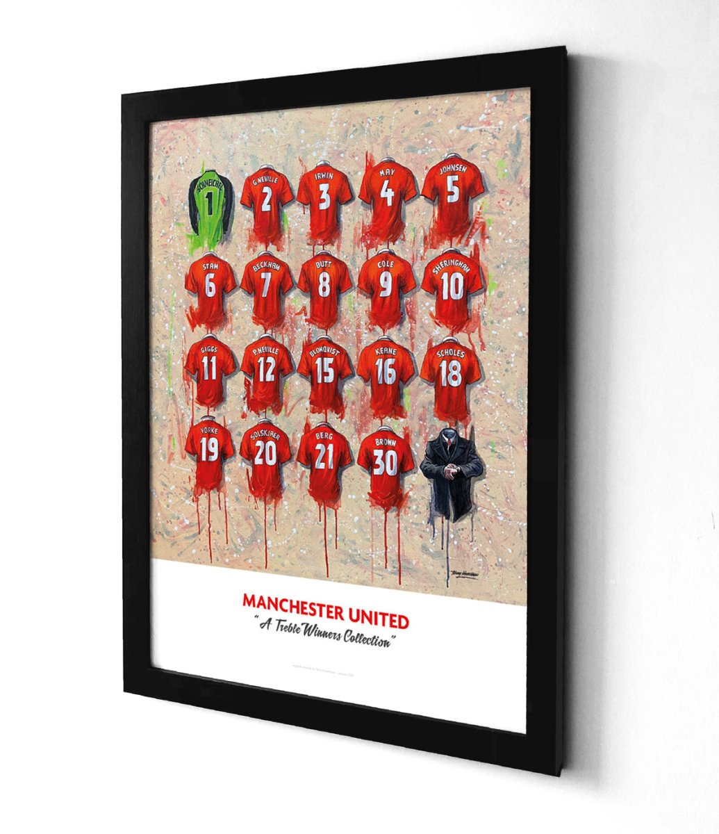 Limited edition Luton Town A2 print by Terry Kneeshaw Art featuring Hatters shirt wall art, ideal for football fans.