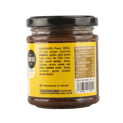 Manfood Traditional Ale Chutney jar label showing product name and brand on a glass jar.