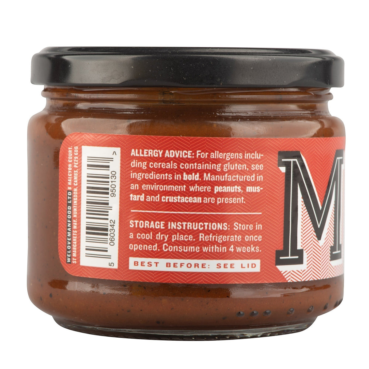 Manfood Beer Barbecue Sauce bottle with label, showcasing rich, smoky flavor and branding from Manfood.