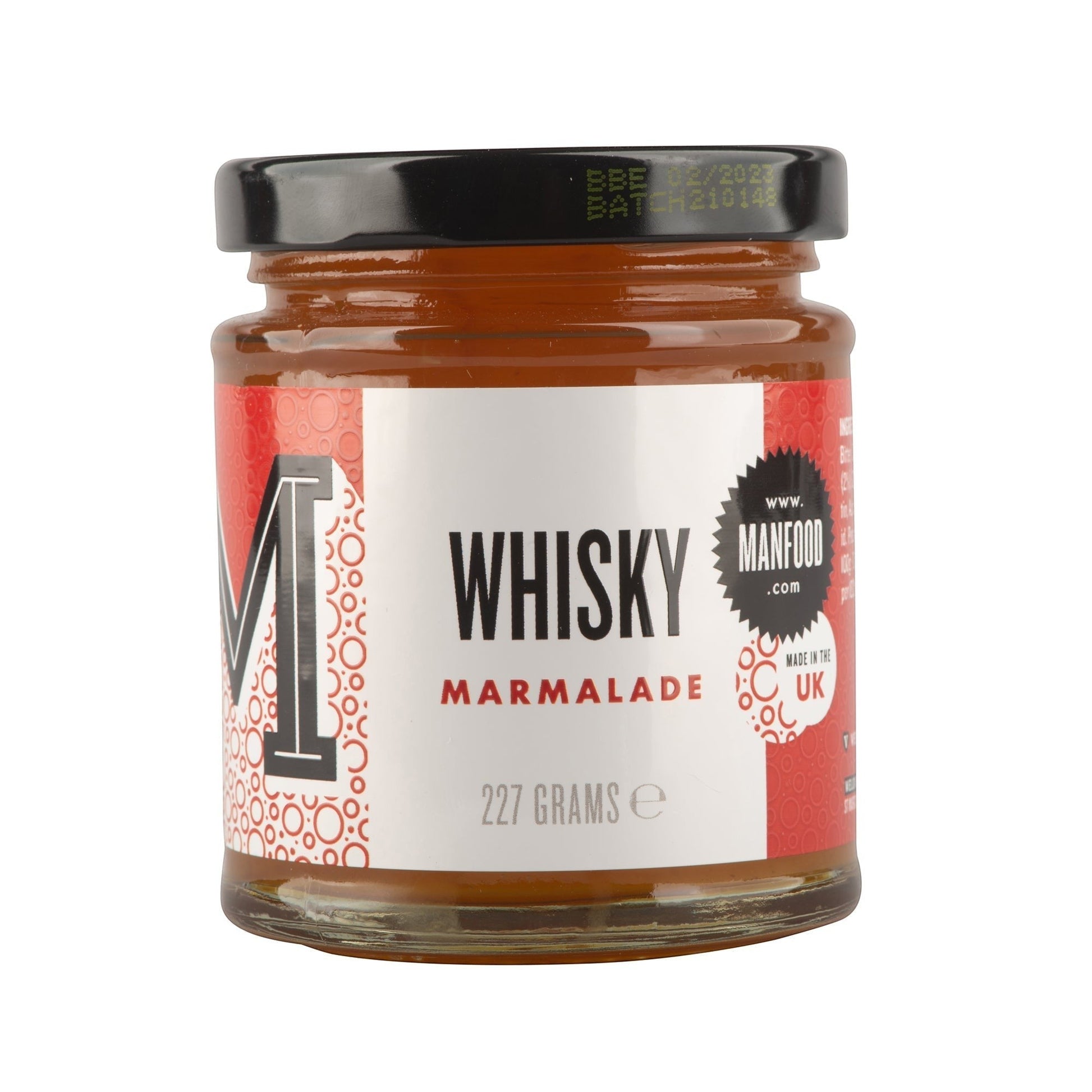 Manfood Whisky Lover's Trio Marmalade Gift Set in a gift box with three jars of whisky-flavored marmalade from Manfood.
