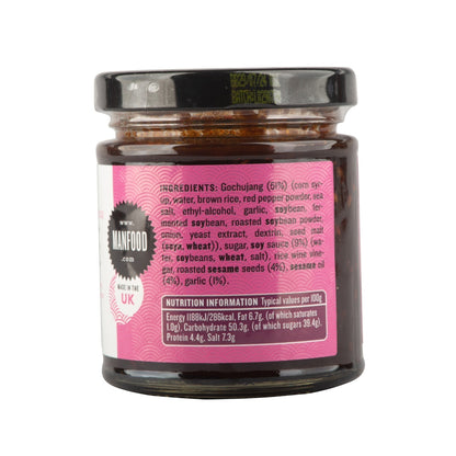 Manfood Korean Barbecue Sauce bottle with label, showcasing rich, savory sauce ideal for grilling and marinating.