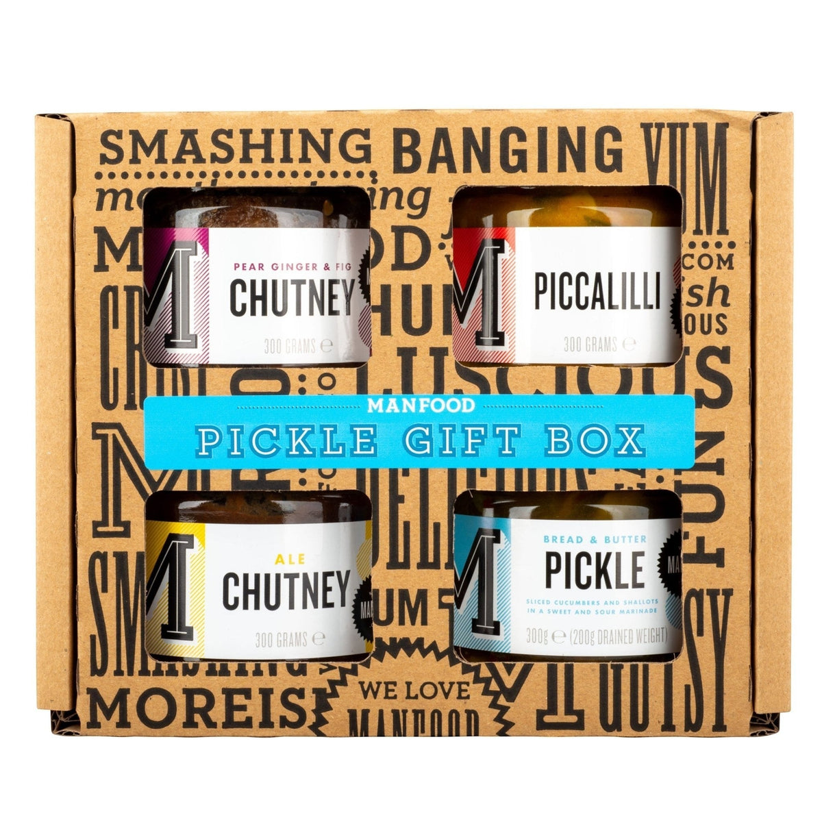 Manfood pickle gift box with assorted pickles in a stylish gift box, perfect for gift-giving and pickle lovers.