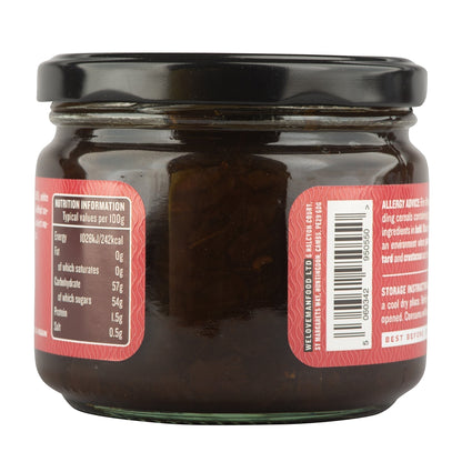 Jar of Manfood Smokey Onion Relish with dark, chunky relish visible inside the glass jar.