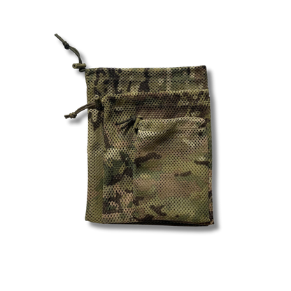 Multicam camo mesh gear stash bags with drawstring closure by Contact Coffee Company Ltd.