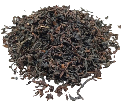Transparent image of Porter Hill Tea Company's Milima GFBOP black tea leaves in a clear container.