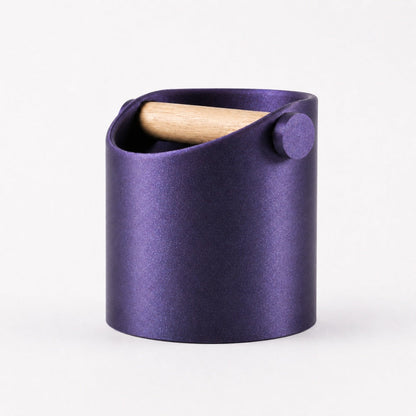 KNOCDIC® minimalist coffee knock box with real oak wood bar, in galaxy purple, featuring sleek design and sturdy construction.