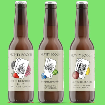 Mixed Case of Raw, Unfiltered Kombucha 330ml (12 or 24 Pack)