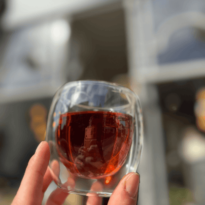 Black mulled wine flavored black tea from Porter Hill Tea Company, brewed with warm spices and dark tea leaves.