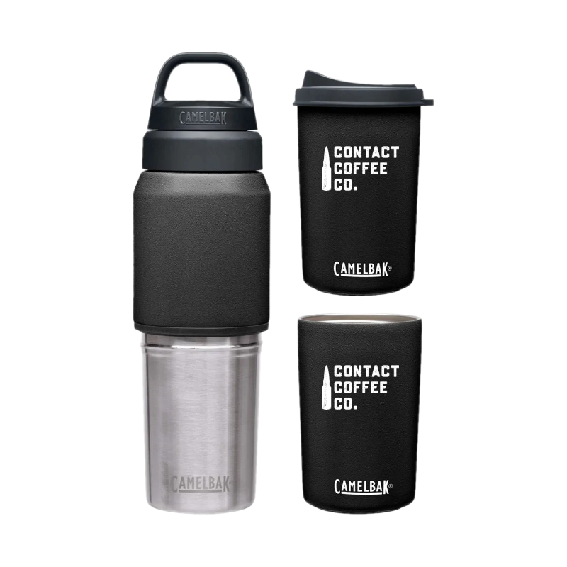 Camelbak MultiBev Flask gear by Contact Coffee Company Ltd. with multiple drinking options and a sleek design in the image.