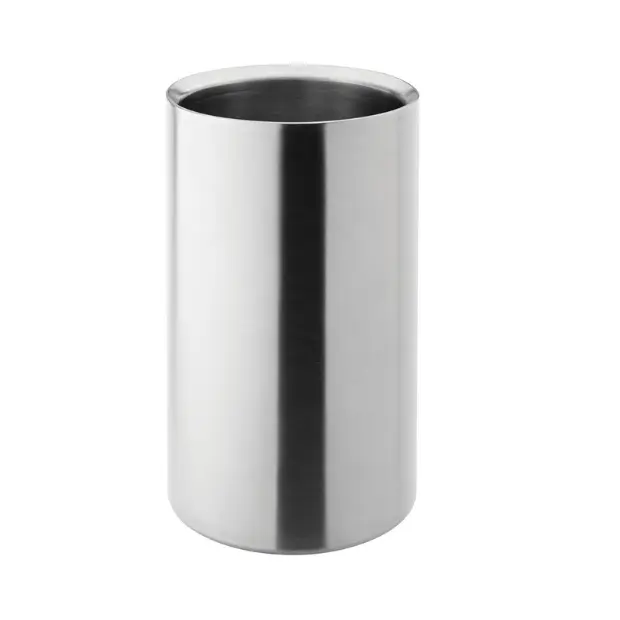 Double walled stainless steel wine cooler from Glassware UK, designed to keep wine chilled with durable, sleek insulation.