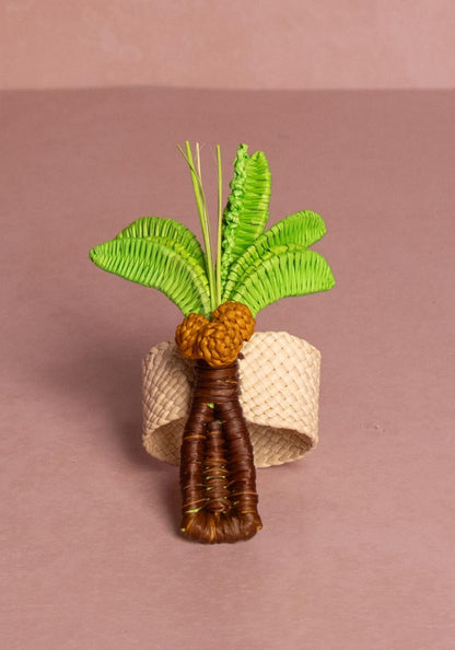 Atlantico Palm Tree Napkin Ring, Green - Set of 4