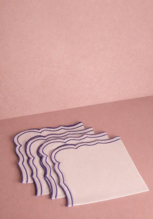 Set of four Casa by Josephine Jenno Artichoke Napkins with elegant artichoke design for table setting.
