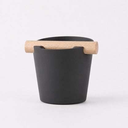 Nordic KNOCDIC® Coffee Knock Box with real oak wood bar, charcoal finish, sturdy espresso tamping and knock box for baristas.