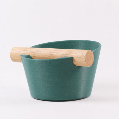 KNOCDIC® Nordic Coffee Knock Box with real oak wood bar in galaxy green for espresso machine grounds disposal