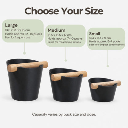 Nordic Coffee Knock Box by KNOCDIC® with a sleek design and real oak wood bar for efficient coffee grounds disposal.